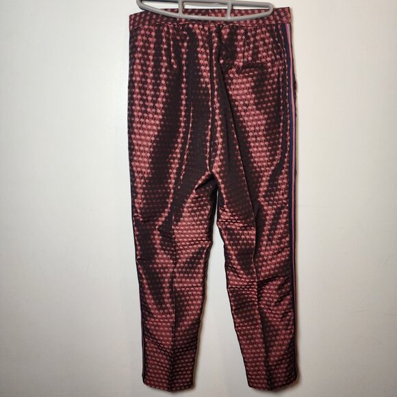 Zara Basic Pants Pleat Women Flower Size Small Maroon Side Stripe Women - Picture 5 of 10